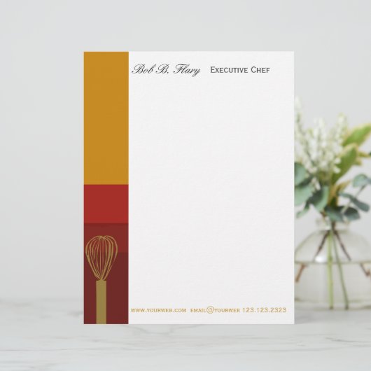 専門のシェフのケータリングの調理師のレシピ レターヘッド (スタンド正面)