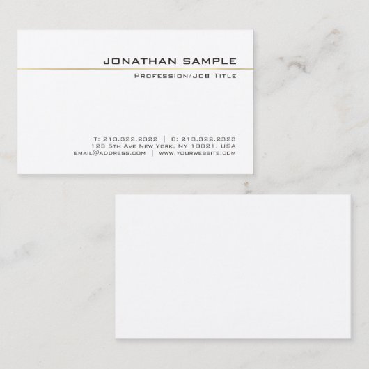 専門のシックな金ゴールドのストライプのでシンプルで明白な贅沢 名刺 (正面/裏面)