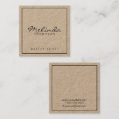専門のシンプルでモダンなクラフト紙 スクエア名刺 (正面/裏面)