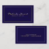 専門のシンプルでモダンな濃紺および金ゴールド 名刺 (正面/裏面)