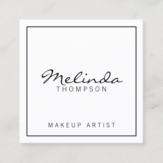 専門のシンプルでモダンな白黒 スクエア名刺 (正面)