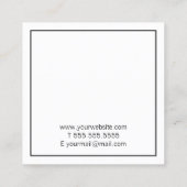 専門のシンプルでモダンな白黒 スクエア名刺 (裏面)