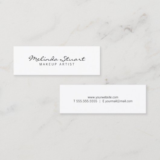 専門のシンプルでモダンな白 スキニー名刺 (正面/裏面)