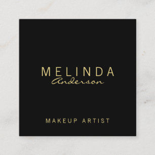 専門のシンプルでモダンな黒および金ゴールド スクエア名刺