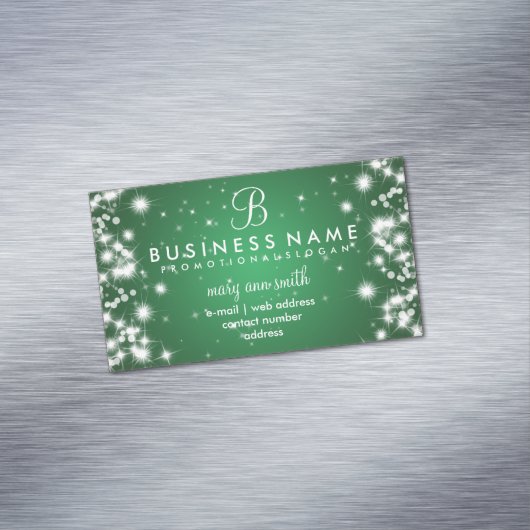 専門のシンプルな輝きのモノグラムの緑 マグネット名刺 (インサイチュ)