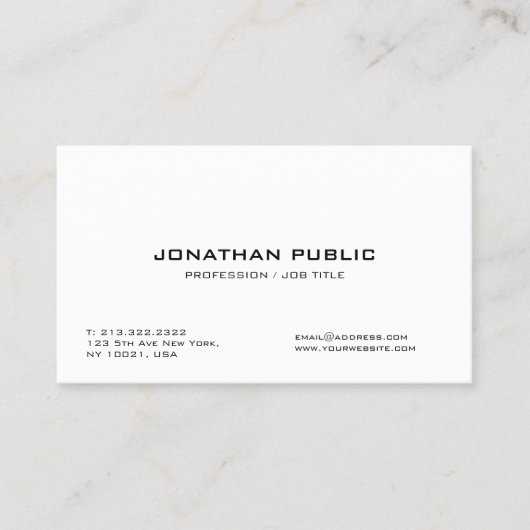 専門のスタイリッシュな白のお洒落でモダンな平野 名刺 (正面)