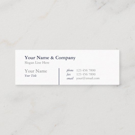 専門のタイポグラフィのレイアウトの小型名刺 スキニー名刺 (裏面)