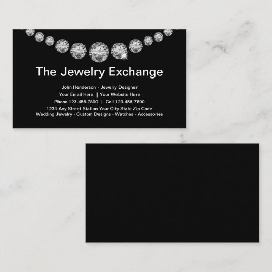 専門のダイヤモンドの宝石屋の名刺 名刺 (正面/裏面)
