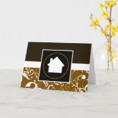 専門のダマスク織の家 カード (黄色い花)