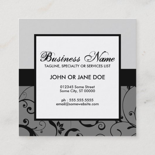 専門のダマスク織はあなた自身のロゴを加えます スクエア名刺 (裏面)