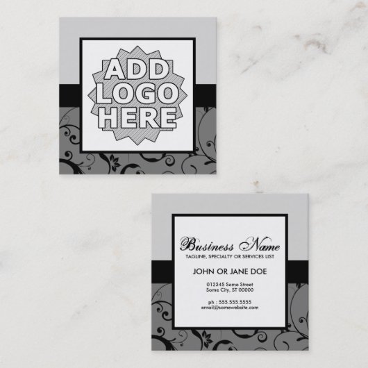 専門のダマスク織はあなた自身のロゴを加えます スクエア名刺 (正面/裏面)