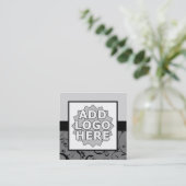 専門のダマスク織はあなた自身のロゴを加えます スクエア名刺 (スタンド正面)