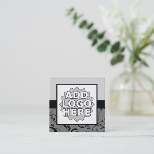 専門のダマスク織はあなた自身のロゴを加えます スクエア名刺 (スタンド正面)