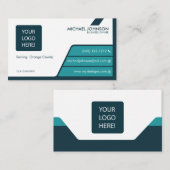 専門のティール(緑がかった色)の青い及び深緑色の名刺 名刺 (正面/裏面)