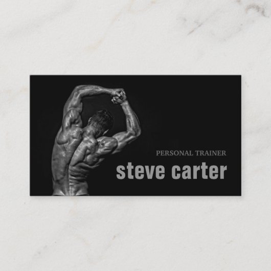 専門のパーソナルトレーナーのボディービルダーカード 名刺 (正面)