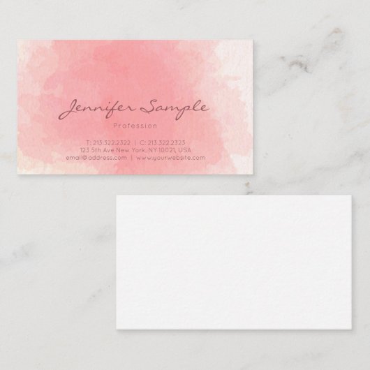 専門のピンクの水彩画の芸術の平野のマット 名刺 (正面/裏面)
