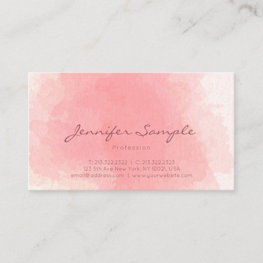 専門のピンクの水彩画の芸術の平野のマット 名刺 (正面)