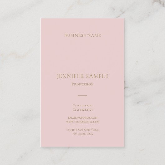 専門のピンクの金ゴールドの文字のモダンできれいな平野 名刺 (裏面)