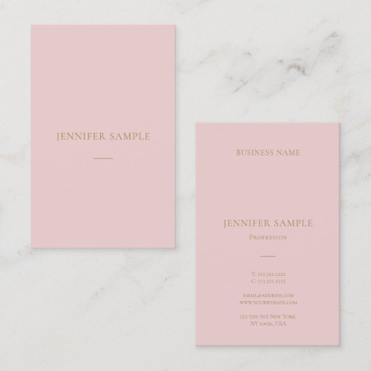 専門のピンクの金ゴールドの文字のモダンできれいな平野 名刺 (正面/裏面)
