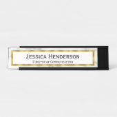 専門のフェイクな金ゴールドおよび白い大理石の一見 デスクネームプレート (正面)