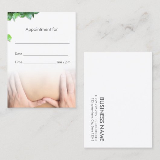 専門のマッサージのセラピーのサロンのアポイントメント 予約カード (正面/裏面)