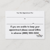 専門のマットのグルーミングカード 予約カード (裏面)