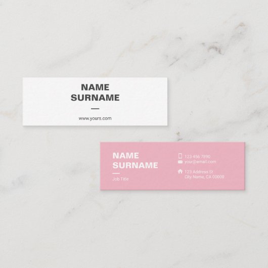 専門のミニマルなタイポグラフィの小型名刺 スキニー名刺 (正面/裏面)