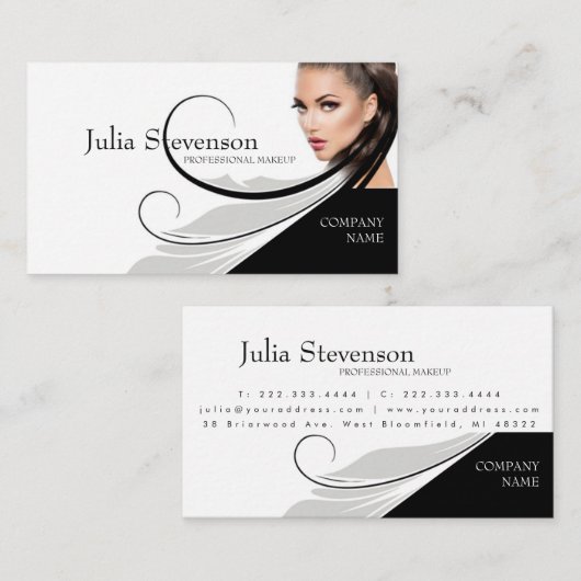 専門のメーキャップアーティストの美容院カード 名刺 (正面/裏面)