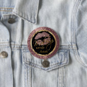 専門のメーキャップアーティストは、黒および金ゴールド上がりました 缶バッジ (インサイチュ)