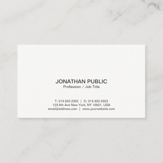 専門のモダンでエレガントで白くシンプルな平野 名刺 (裏面)