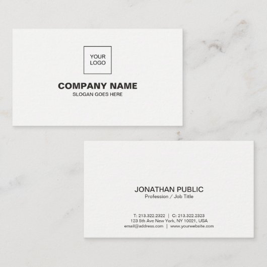 専門のモダンでエレガントで白くシンプルな平野 名刺 (正面/裏面)