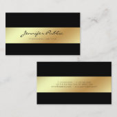 専門のモダンでエレガントで黒い金ゴールドの上品 名刺 (正面/裏面)