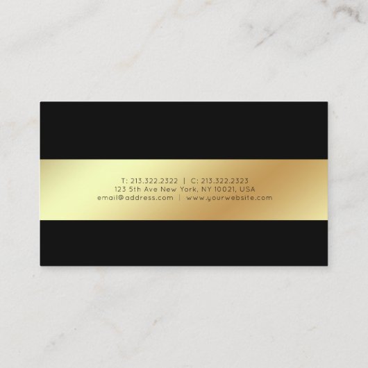 専門のモダンでエレガントで黒い金ゴールドの上品 名刺 (裏面)