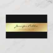 専門のモダンでエレガントで黒い金ゴールドの上品 名刺 (正面)