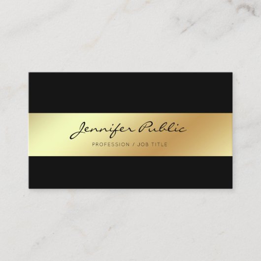 専門のモダンでエレガントで黒い金ゴールドの上品 名刺 (正面)