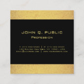 専門のモダンでエレガントで黒い金ゴールドの正方形 スクエア名刺 (正面)