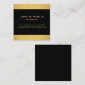 専門のモダンでエレガントで黒い金ゴールドの正方形 スクエア名刺 (正面/裏面)
