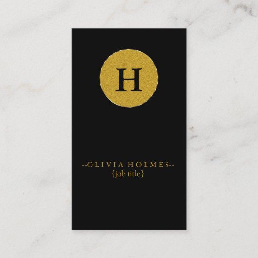 専門のモダンでエレガントで黒くフェイクな金ゴールドホイル 名刺 (正面)