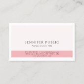 専門のモダンでエレガントなピンクの白いシンプル 名刺 (正面)