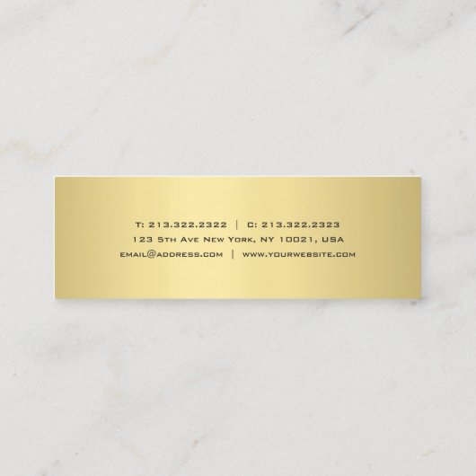 専門のモダンでエレガントな金ゴールドの一見の平野 スキニー名刺 (裏面)