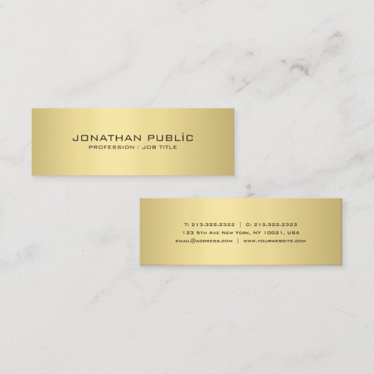 専門のモダンでエレガントな金ゴールドの一見の平野 スキニー名刺 (正面/裏面)