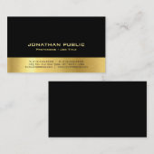 専門のモダンでエレガントな黒および金ゴールドのシンプル 名刺 (正面/裏面)