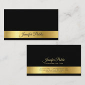 専門のモダンでスタイリッシュで黒い金ゴールドのデザイン 名刺 (正面/裏面)