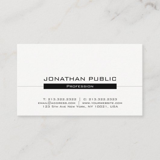 専門のモダンでミニマルでお洒落でシックなデザイン 名刺 (正面)