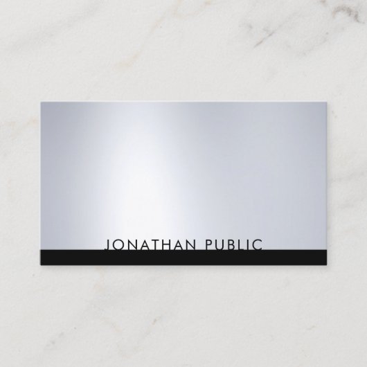 専門のモダンで粋な銀製のエレガントなテンプレート 名刺 (正面)