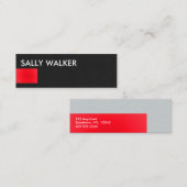 専門のモダンで赤い小型名刺 スキニー名刺 (正面/裏面)