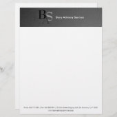 専門のモダンで黒くシンプルなレターヘッド レターヘッド (正面/裏面)