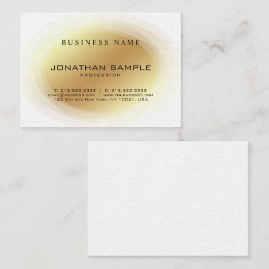 専門のモダンなエリートの金ゴールドのデザインのエレガントな豪華 名刺 (正面/裏面)