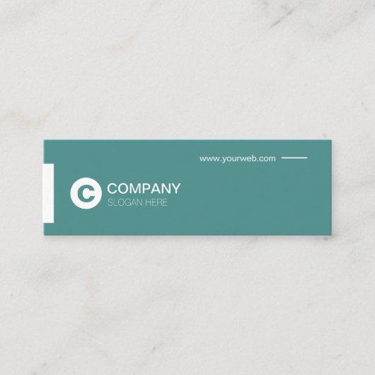 専門のモダンなタイプエラーのティール（緑がかった色）の小型名刺 スキニー名刺 (正面)