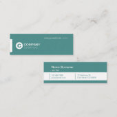 専門のモダンなタイプエラーのティール（緑がかった色）の小型名刺 スキニー名刺 (正面/裏面)